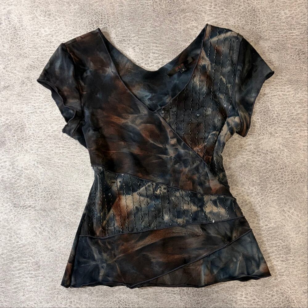 Y2k Tie Dye Embellished Ruched Top
